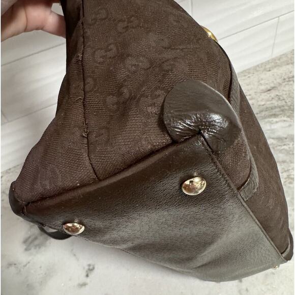 Auth Gucci GG Canvas Brown Abbey Tote Handbag - Picture 11 of 16